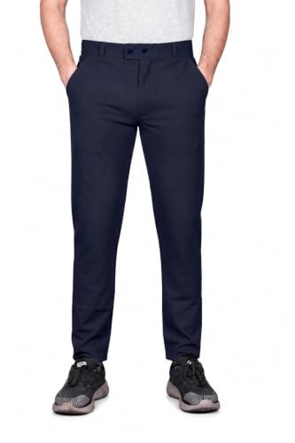 Image of HARSHAD KUMAR & CO. Men's Solid Slim Fit Stretchable Casual Wear Comfortable Formal Trousers Pants