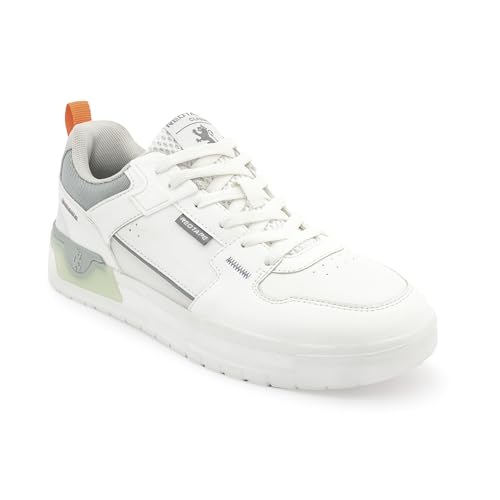 Image of Red Tape Men's Sneakers White Grey Pu Mesh Round Toe Lace-Up