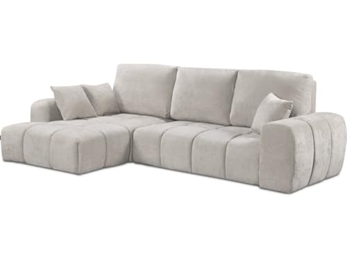 Habitat et Jardin Canapé d'angle Gauche Convertible en Tissu Chenille Verneuil - 3 Places - Beige