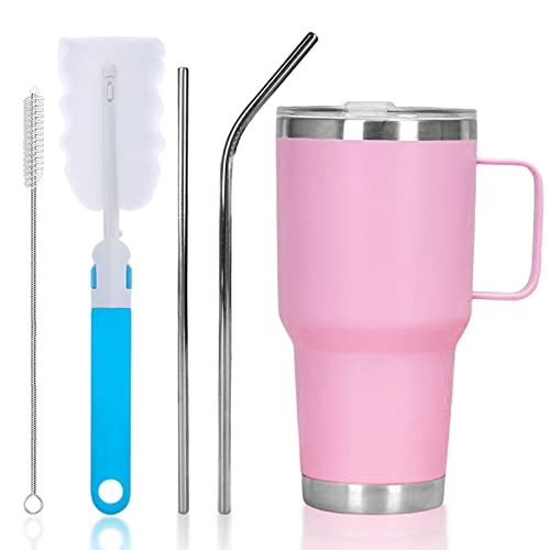 Vegena Tumbler with Handle and Straw, 20oz Insulated Cup with Straw and Handle, Tumbler with Handle, Stainless Steel Double Coffee Travel Mug, Vacuum Insulated Travel Cup with Handle for Hot Drinking