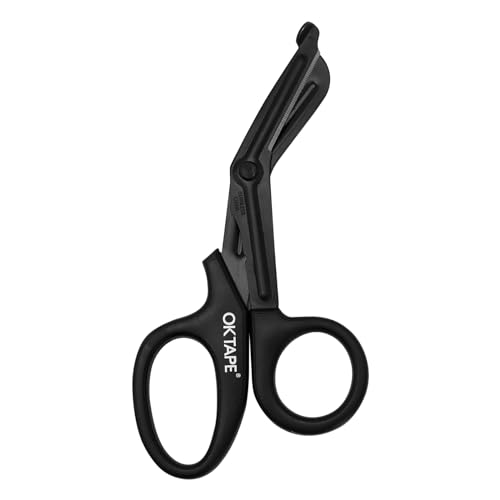 OK TAPE Shears - Bandage Scissors，Medical Scissors, EMT Trauma Shears, Non-Stick Scissors, First Aid Outdoor Stainless Steel Teflon, Black Handle and Black Coated Blades, 1 Packs