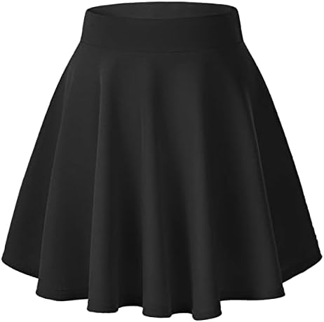 Urban CoCo Women's Basic Versatile Stretchy Flared Casual Mini Skater Skirt (X-Large, Black)