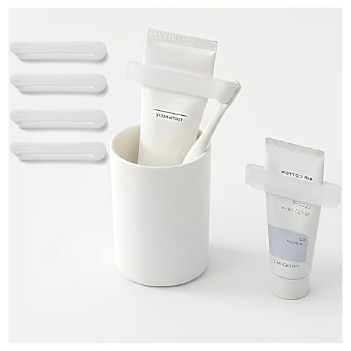 JM.JEEMI 4-Pack Toothpaste Squeezer PP Toothpaste Tube Squeezers Toothpaste Dispenser & Tube Squeezer Tool for Bathroom Works with Creams Cosmetics in Tubes