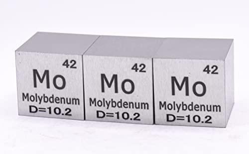 Image of 1 inch 25.4mm Molybdenum Metal Cube Mo up to 99.9% Pure Periodic Table Element Engraved Density Collection Science Education Display Block Cube + Acrylic Case Box - 1PC
