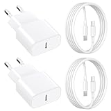 USB C Ladegerät Ladekabel für iPhone 17/17Pro/16 16e 15/16 15 Pro/16 15 Pro Max/16,2Pack 20W USB C Power Adapter mit 2M Kabel Schnellladekabel für iPad Pro/Air/10.Generation,Schnellladegerät Stecker