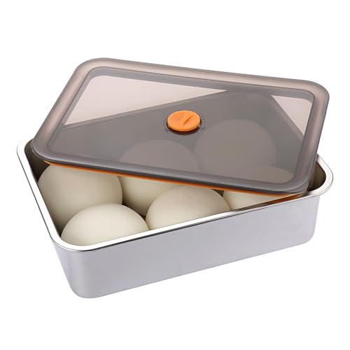 SUMTree Pizzaballenbox aus Edelstahl Pizza Gärbox mit Deckel Pizzateig Box Leicht Teigbox Lebensmittelbehälter für Teig, Obst, Salat, Kuchen, Fleisch...