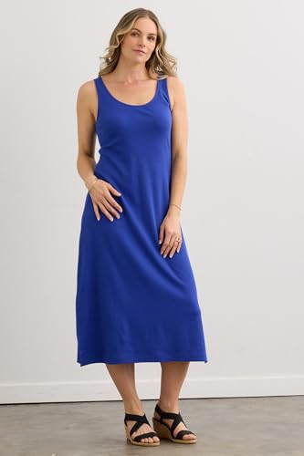 Image of Fair Indigo Women's 100% Organic Pima Cotton Midi Tank Dress