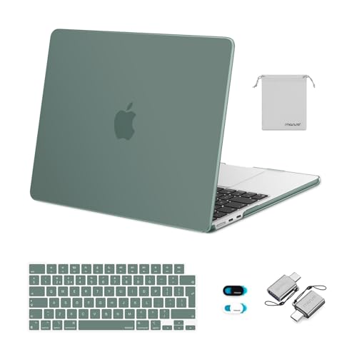 Coque MacBook Air 13 M5 M4 MOSISO protection rigide haute précision et accessoires Vert Minuit