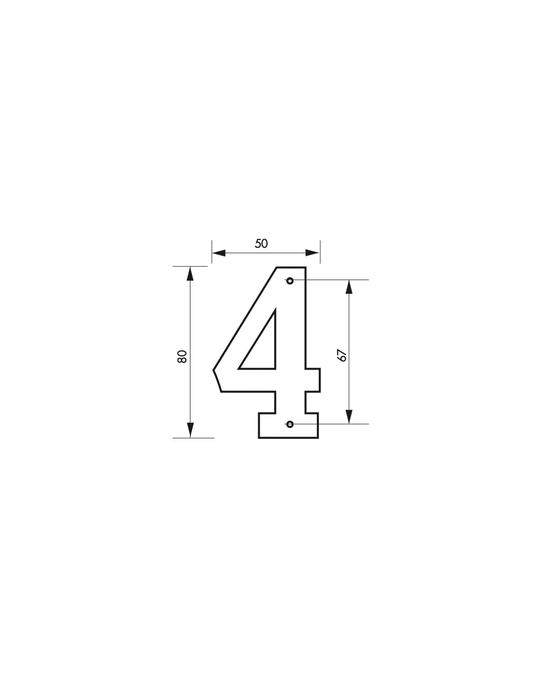 THIRARD 00967164 Height 80 mm Black Screw-On, Wall Plate with Signage, Number 4, Accessories Door Equipment - Image 2