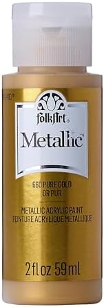 FolkArt Acrylic Metallic Paint, Non Toxic, 2 Fl Oz (Pack of 1), Pure Gold