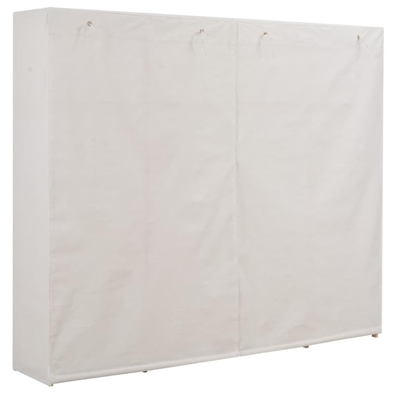 Eleganz Armario blanco 200 x 40 x 170 cm de tela y madera de abeto maciza | Gran armario para dormitorio | solución de almacenamiento estable para ropa