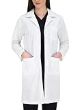 B-well Bianca Blouse Blanche Chimie Lycee Blouse Medicale Blouse Blanche Lycée Blouse SVT Blouse Blanche Femme avec col À Revers 3 Poches avec Boutons Pression 58
