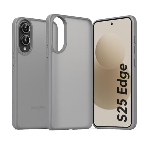 Image of Frosted Slim Matte Military Grade Drop Protection Frosted Lightweight Case Cover Compatible with Samsung Galaxy S25 Edge 5G (2025) (Translucent Grey)