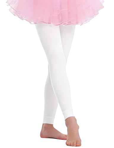 Yitoco Toddlers Girls Dance Footless Tights Ballet White Leggings Soft for Kids Students Tights Stockings (1 Pairs White 4-6 Years YOTS05-W-1CS)