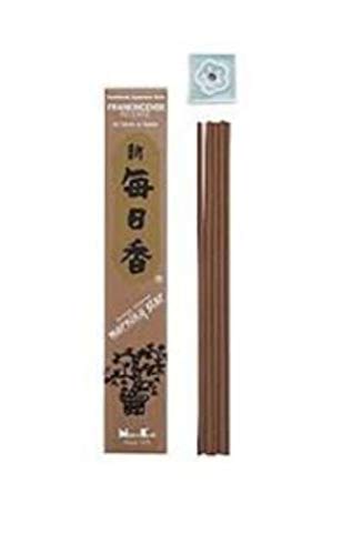 Morning Star Incense Frankincense, 50 Sticks with Ceramic Incense Holder, Key Note: Frankincense, Japanese Style Incense, Nippon Kodo