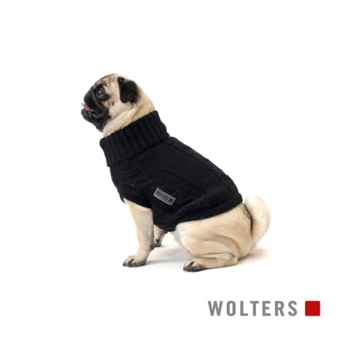 Wolters | Zopf-Strickpullover für Mops&Co in Schwarz | Rückenlänge 45 cm