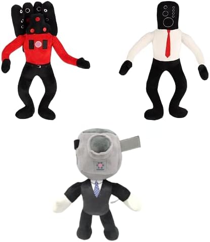 GOKEOELIN 3Pcs Skibidi Toilet Plush, Cameraman Plush, Speakerman Plush, Titan TV Man Plush, Skibidi Toilet Toy Plush for Kids, Fans and Friends Birthday Stuffed Animals Doll Gifts
