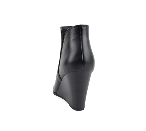 Image of Soda Ability - Mid Ankle Bootie w /Split Shaft and Zipper Stacked Wedge Heel