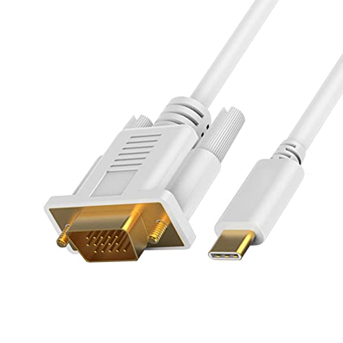 USB-Typ-C-auf-VGA-Adapter, USB-Typ-C-auf-VGA-Kabel Stecker auf Stecker 1920x1200@60Hz-Adapterkabel (5,9 Fuß) Weiß Cover