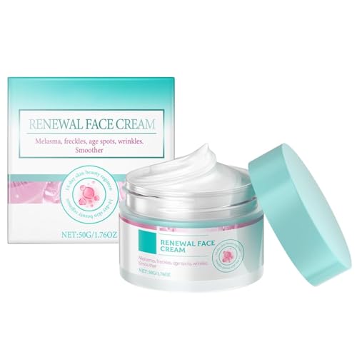 Renewal Face Cream, Crema Facial Renovadora, Crema Antimanchas, Cream Facial Rejuvenecedora, Hidratación Duradera, Todo Tipo De Pieles, Aclara Eficazmente las Manchas de la Edad, Manchas Solares, 50g
