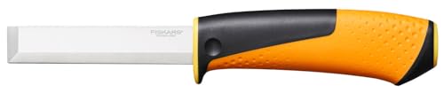 Fiskars Cuchillo de carpintero, Incluye funda con afilador, 22,4 cm, Negro/Naranja/Amarillo, 1023621