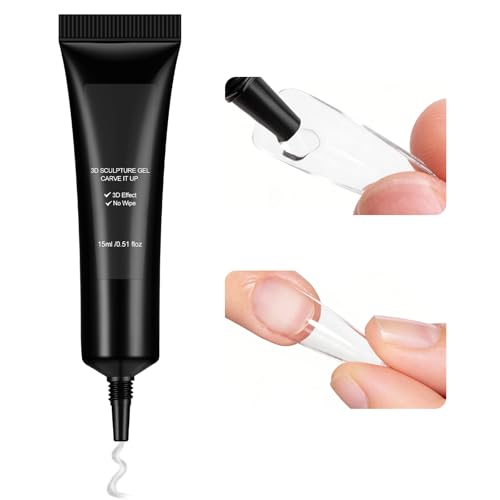 3D Nail Gel, 15ml Multifunktionell Rhinestone Glue Gel, Aufbaugel Klares Nail Glue für 3D Nail Art, Nagel Carving, Sculpting, Nagelmodellage