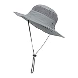 Fynnsure Baby Sun Hat UPF 50+ Toddler Sun Hats Adjustable Wide Brim Kids Sun Hat Infant Baby Summer Hat for Boys Girls Gray 1-4 Years