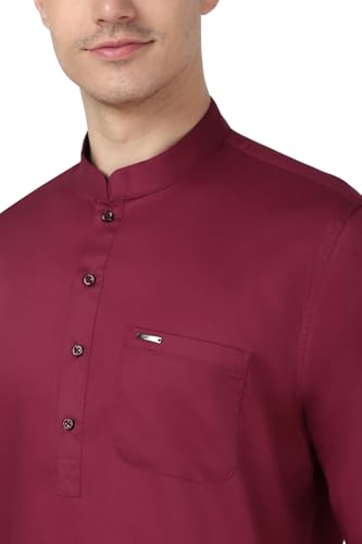 Image of Peter England Men Cotton Regular Fit Everyday Festive Solid Short Kurta