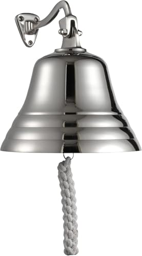 Assorted Collections Accesorios de Pub en casa - Timbre de Puerta montado en la Pared - Decoraciones náuticas - Campana Plateada única con Sonidos Fuertes y nítidos Pub (6 Pulgadas)