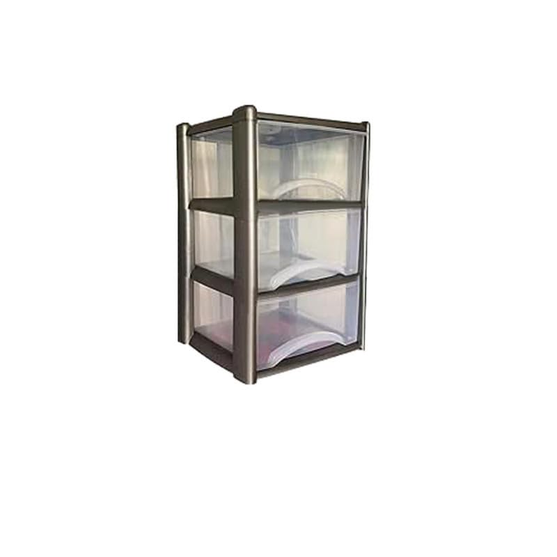 Neat. 3 Plastic Storage Drawers Unit with See-Through Drawers, Compact Vertical Design โ Durable Plastic, Ideal for Organizing Office Crafts, and Household Items, 60cm x L39cm x W39cm - Silver โ image 1