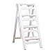 lqgpsx Weiße Massivholz-Haushalts-Multifunktions-Trittleiter für Erwachsene, 2/3/4-Stufen-Treppenhocker, rutschfestes, breites Pedal, bis zu 150 kg (Größe: 3 Stufen)