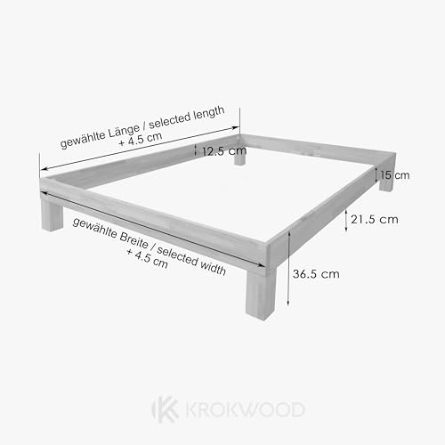 Futonbett 120 x 200 Krok Wood Massivholzbett Jana in Buche