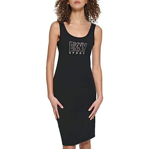 Image of DKNY Women's Lässiges Sport-Tank-Kleid Casual Dress, Black/Silver, M