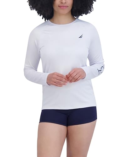 Image of Nautica Women's Long Sleeve Rashguard - Quick-Dry, UPF Protection, Swim Shirt, Pool, Beach, Hiking, Yoga, Volleyball