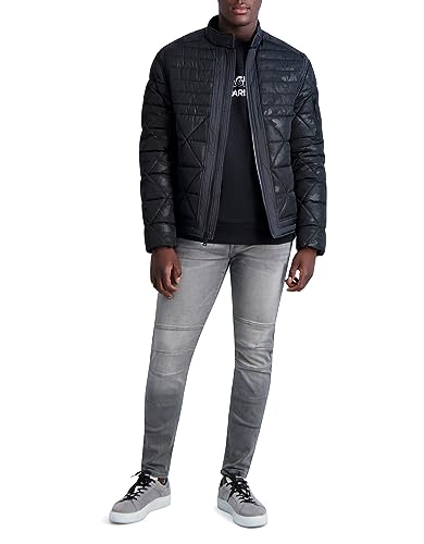 Image of KARL LAGERFELD Men's Camouflage Quilted Full Zip Puffer Jacket