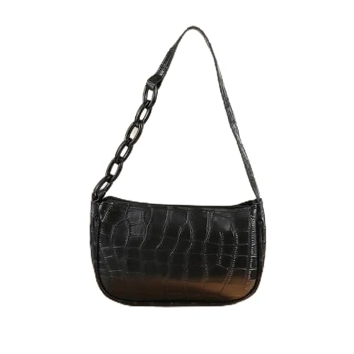 Bolsa de mão de mão, bolsa de ombro pequena de poliuretano para mulheres, mini bolsa de ombro fofa para compras, caminhadas, viagens, Preto, Casual