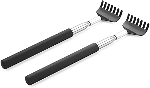 Image of Alexvyan Small Adjustable Portable Extendable Back Scratcher, Metal Stainless Steel Telescoping Itching Stick Tool (Pack of 2 - Model 1)