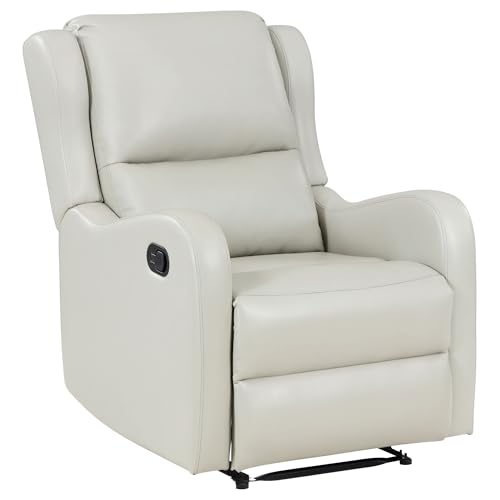 Sillón reclinable giratorio cuero sintético crema