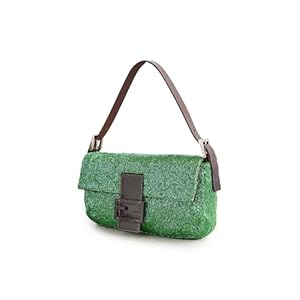 Fendi Mama Beaded Baguette Shoulder Bag – Green – One Size