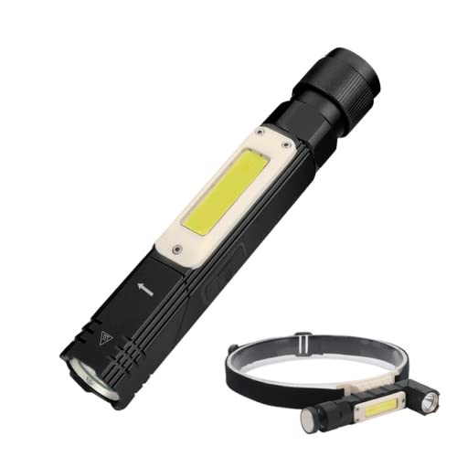Lampe de travail LED magnétique rechargeable avec clip et base magnétique, LED XPG + COB, outils automobiles pour voiture, pickup, camion, randonnée, camping (S, noir) Cover