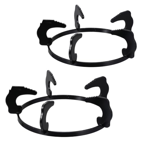 Frcolor ガスストーブラック ガスコンロブラケット 五徳サポート ガスコンロ用 五徳リング 2個 鋳鉄 ガスコンロトリベット 簡単取り付け ガスレンジ用 ガスストーブのブラケット ブラック (直径18.5CM + 直径20.2CM)