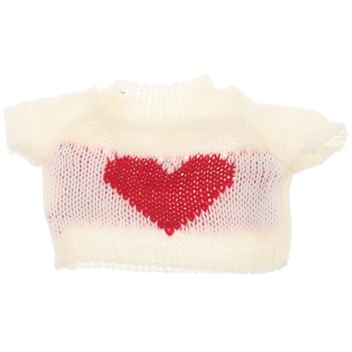 BESPORTBLE Suéter para peluche, ropa de peluche, lindo suéter de muñeca de hilo de lana, apto para peluches de 20 cm, blanco, con diseño de corazón