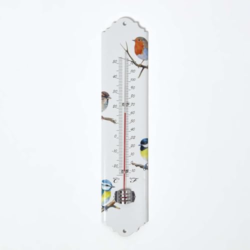 HOMESCAPES Wall Thermometer Indoor Outdoor Use, Accurate & Weatherproof Garden Thermometers for Measuring Weather Temperature, Stylish Birds Design, Ideal for Home, Gardens, Patio & Conservatories