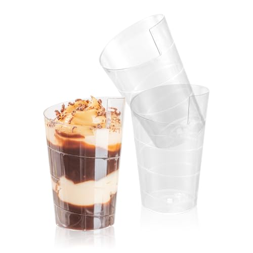 Restaurantware Mini Dessert Cups 100 Count 2 Ounces Plastic Dessert Shooters, Shatterproof Sturdy Cups, Spiral Design, Clear Plastic Disposable Appetizer Containers For Outdoor Events