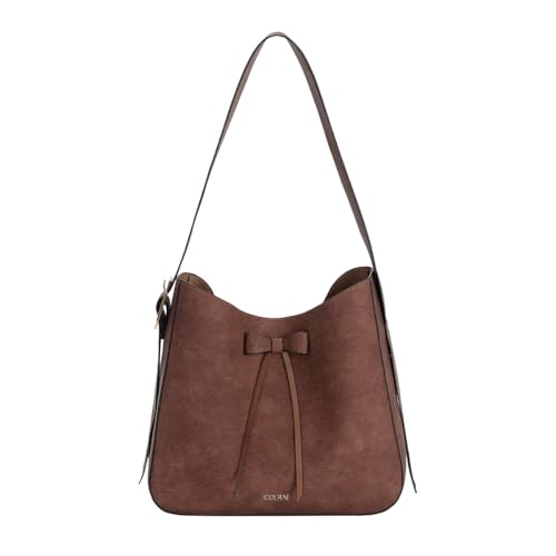 ICOLRAE Womens Tote Bag With Bowknot Decoration For Women Faux Leather Shoulder Bag Work Large Casual Handbag