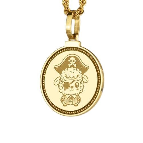 Pendentif rond Lincoln gravé en argent 925 haut de gamme avec sa chaîne dorée