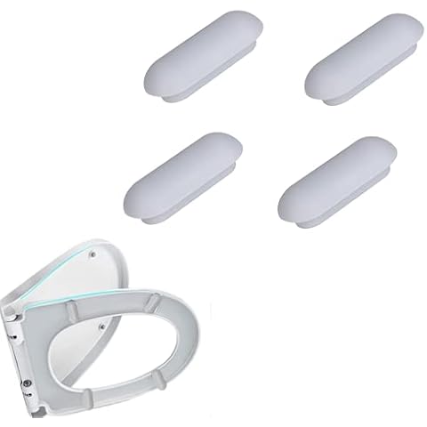 4pcs Toilet WC Seat Buffer Set Toilet Seat Bumper Noise Dampening Bumpers Gasket Toilet Seat Buffer Set Universal Toilet Bumper Replacement Cushioning Pads(Grey) Cover
