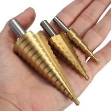ACENIX® 3 Pcs Large HSS Steel Step Cone Drill Titanium Bit Set Hole Cutter 4-12/20 / 32mm