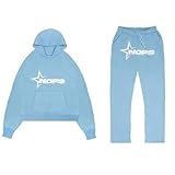 COITROZR Jogginganzug Trainingsanzug Damen Sportanzug Hoodie Sporthose Unisex NOFS 2 Piece Anzug Tracksuit Kapuzenpullover Jogginghose Sweatshirt Casual Hoodie Hose, Hellblau, S
