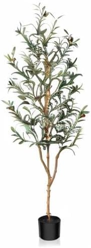 Kazeila Artificial Olive Tree 5FT Tall Faux Silk Plant for Home Office Decor Indoor Fake Potted Tree with Natural Wood Trunk and Lifelike Fruits - Image 9